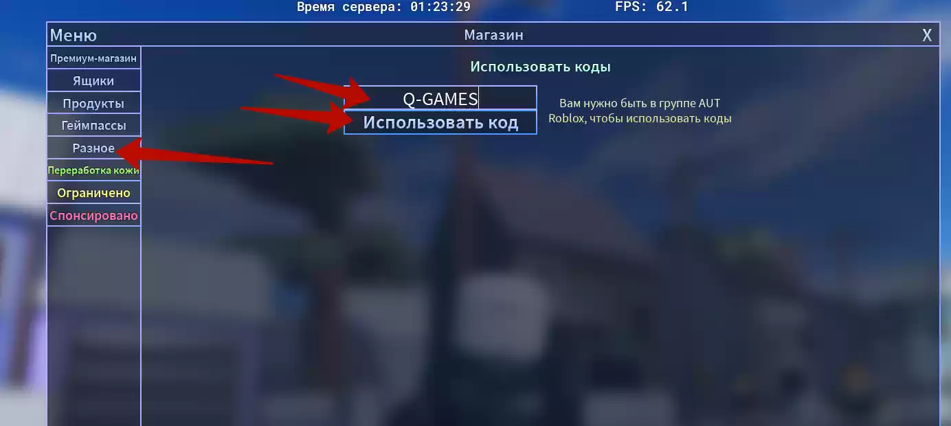 Куда вводить коды AUT